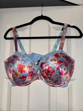Floral Lace Bombshell Bra in Light Blue